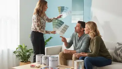 Bradenton, FL color consultation for coastal home painting with paint swatches and expert guidance