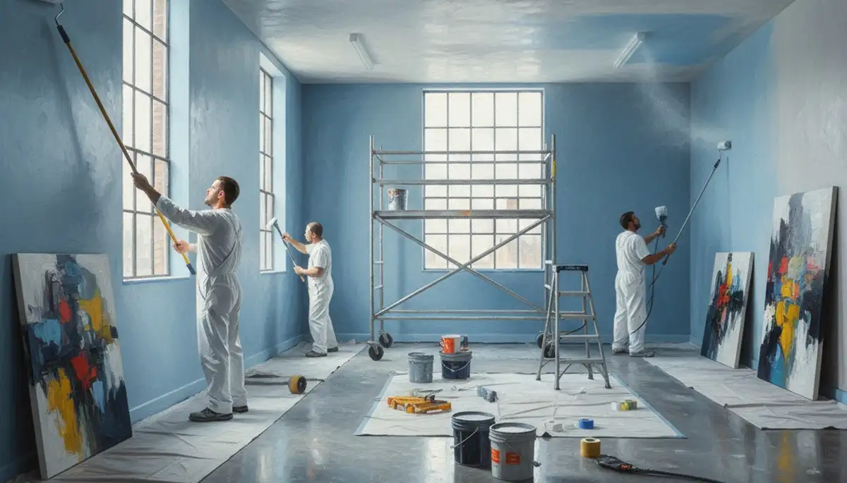 Commercial painting crew in Bradenton, FL applying durable coatings to a coastal business property