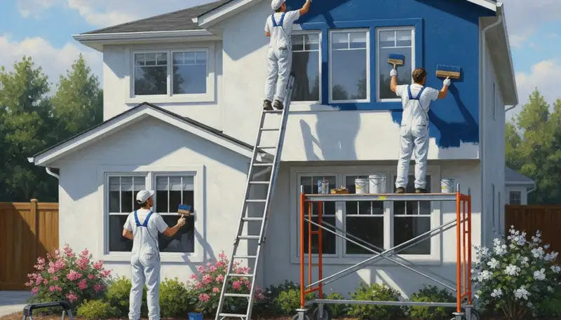 Bradenton, FL house painting team applying exterior paint to a home for curb appeal and weather protection