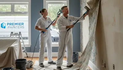 Bradenton, FL wallpaper removal by Paint Pros preparing walls for a smooth finish